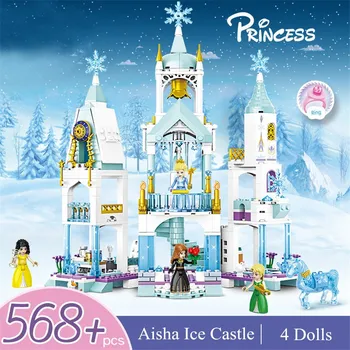 Disney 608Pcs Saldēti Elsa Ledus Pils, Pie Princess Puse, Celtniecības Bloki, Ķieģeļi, Rotaļlietas, Visu Marku Saderīgu Bērniem Meitenēm