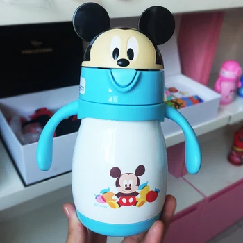 Disney Baby Nerūsējošā Tērauda Termosi Barošanai Kausa Uzzinātu, Dzeramā krūze ar Salmiņu Siltuma Pudeli Noplūdes poof Vakuuma Kolbā