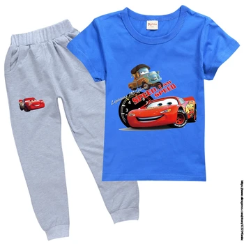 Disney Bērniem, Apģērbi Bērniem, Multiplikācijas filmu Tērpiem Meitene Vasaras Lakrosa Tērpi 2-16 Gadiem McQueen Cars Bērnu Apģērbi T-krekls + Bikses /īsā