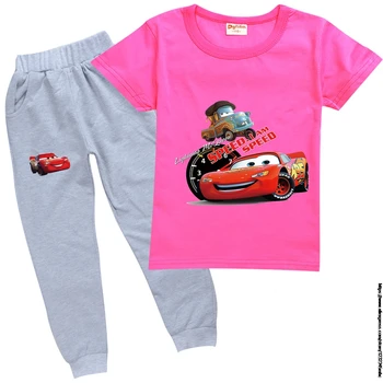 Disney Bērniem, Apģērbi Bērniem, Multiplikācijas filmu Tērpiem Meitene Vasaras Lakrosa Tērpi 2-16 Gadiem McQueen Cars Bērnu Apģērbi T-krekls + Bikses /īsā