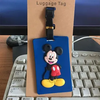 Disney cartoon Mickey Mouse bagāžas birkas lietā ID Adrese Turētājs Bagāžas Iekāpšanas Frāzi portatīvo etiķetes Silīcija Donald Duck Daisy