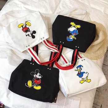 Disney Cartoon Mickey Mouse Donald Duck Dāma Schoudertas Meisje Hoge Capaciteit Handtas Voor Winkelen Atpūtas Tote Vrouwen Somas