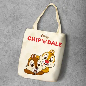 Disney cartoon somas iepirkumu grozs chip un dale audekls totes soma, dāmu pleca Studentu pārskata uzglabāšanas maiss