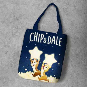 Disney cartoon somas iepirkumu grozs chip un dale audekls totes soma, dāmu pleca Studentu pārskata uzglabāšanas maiss
