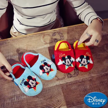 Disney jaunu bērnu ziemas gudrs Mickey mouse bērnu kokvilnas čības iekštelpu čības zēniem un meitenēm, neslīdoša mājas apavi Minnie