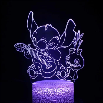 Disney Karikatūra 3D Lampas Lilo & Stitch LED Nakts Gaisma 3D ilūziju, Lampas Guļamistaba Dekorēšana ēsmas zivtiņu vadi Krāsains Galda Lampas Bērnu Dāvanas