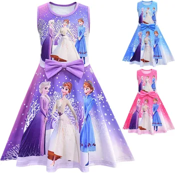Disney Ledus Sniega Karaliene Vasarā Meitenes Kleita Bērni Cosplay Kostīms Puse Saldēti Elza Anna Kleitas, Bērnu Bērnu Apģērbu