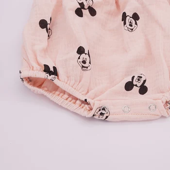 Disney Mickey Mouse Bērnu Kombinezonus Vasaras Mīksto Dubultu Marli Kokvilnas Apģērbs Galvu Komplekts Jaundzimušo Mazuļu Gudrs Foto Aksesuāri Apģērbs
