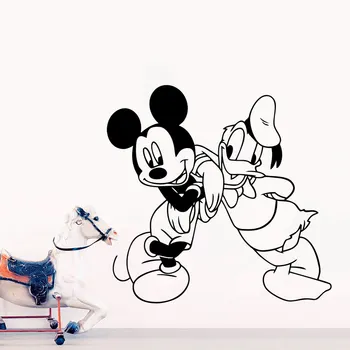 Disney Mickey Mouse Donald Duck Vinila sienas Uzlīmes, bērni Bērnudārzos Piederumi Art Decor Sienas Uzlīmes Cute Karikatūra Mākslas Dekori
