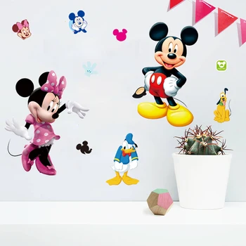 Disney Mickey Mouse, Karikatūra Sienas Uzlīmes Bērnistabai Bērnu Guļamistaba Rotājumi, Mājas Dekoru, Sienas Mākslas Komiksu Dzīvniekiem, Sienas Uzlīmes