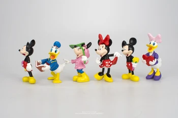 Disney Mickey Mouse Minnie 6pcs/set 6cm Rīcības Skaitlis Poza Anime Apdare Kolekcija Statuetes Rotaļlieta modelis bērniem dāvanu