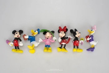 Disney Mickey Mouse Minnie 6pcs/set 6cm Rīcības Skaitlis Poza Anime Apdare Kolekcija Statuetes Rotaļlieta modelis bērniem dāvanu