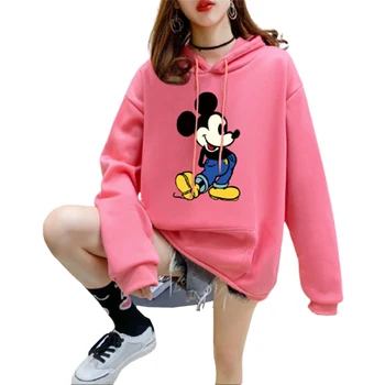 Disney Mickey Mouse sieviete rudenī un ziemā pulovers pelēkā vārna gadījuma vīriešiem un sievietēm, pāriem, modes karikatūra Streetwear drēbes