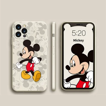 DISNEY Minnie Mickey Silikona Case for IPhone 12 12Pro iPhone12Pro Maks iPhone 12 Mini Oficiālais Šķidra Silīcija 360 Pilna apdrošināšana