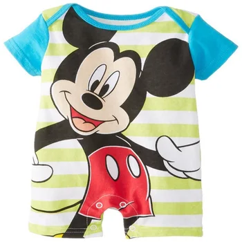 Disney Zīmolam Bērnu Kombinezonus Meitenēm, Zēniem Ar Īsām Piedurknēm Drēbes Mickey Minnie Mouse Svītru Drukāt Jaundzimušo Bebe Apģērbu Zīdaiņiem Un Kostīmi
