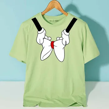 Disney Šiks Modes Minnie Peles Roku Loku Karikatūra Izdrukāt Unisex O-Veida Kakla Džemperis Ar Īsām Piedurknēm Salds Sieviešu T-Krekls, T-Veida Topi 7 Krāsu