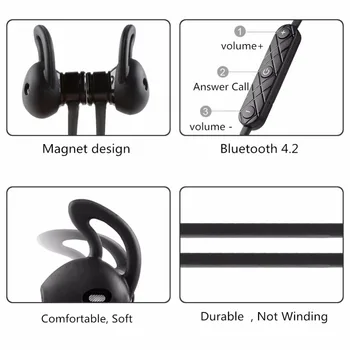 DISOUR Magnētisko Bezvadu Bluetooth Austiņu Sporta Darbojas Austiņas Ar Mic Neckband Stereo Trokšņa Samazināšanas Austiņas Tālruni
