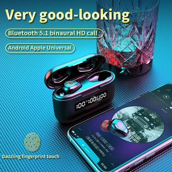 Displeja Austiņas LED Power Sporta Bluetooth 5.1. xiaomi iphone 12 Austiņu 3500mAh Bezvadu Austiņām Touch Kontroli Earbuds