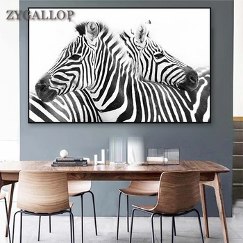 Divas Zebras Attēlu Drukas Sienas, Mākslas Plakāti Melnā Un Baltā Līnija Audekla Gleznas Dzīvniekiem Sienas Gleznojums, lai Dzīvojamā Istaba Cuadros