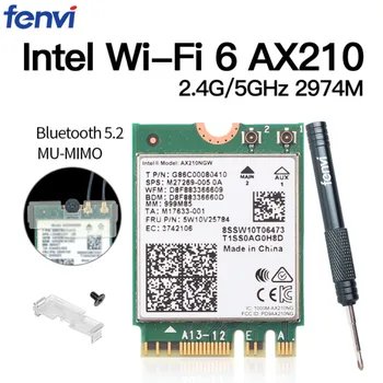 Divjoslu WI-FI 6E AX210 M. 2 NGFF 2400Mbps Bezvadu tīkla Karte Intel AX210NGW 2.4 Ghz/5G 802.11 ax Bluetooth 5.2 Wifi Tīkla Karte
