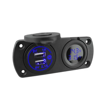 DIY 12V 3.1 Dual USB Porti ar Pieskārienu Pārslēgt Ūdensizturīgs ar Voltmetrs un Termometru, Auto Jūras Transportlīdzekļa Motocikli ATV