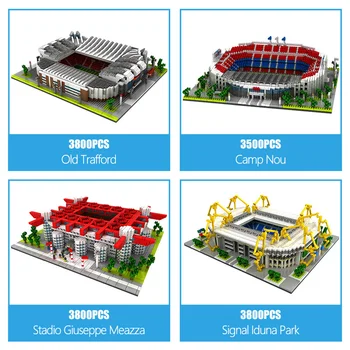DIY 3D Celtniecības Bloku Dimanta Bloki Slaveno Arhitektūras Futbols Futbola laukumā Futbola Camp Nou 