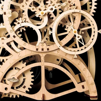 DIY 3D Koka Laiks Puzzle ar Lāzeru Griezti Mehānisko Pārnesumu Braukt Svārsta Pulksteni saliekamos Ēku Puzzle Rotaļlietas Bērniem