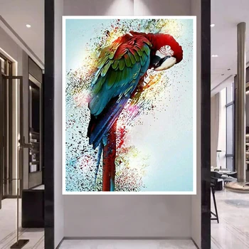 DIY Dimanta Krāsošana Krāsains Papagailis Izšuvumi Mozaīkas Dzīvnieku Amatniecības Pilna Kārta Rhinestones Attēlu, Mājas Dekoru, Dāvanas, Mākslas