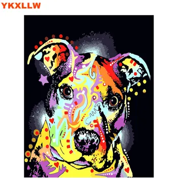 Diy, eļļas glezna, ko numuri anotācija akrila krāsas dzīvnieku krāsains Suns, Kaķis dekoratīvs kanvas glezna krāsošana ar numuru zīmējumu