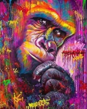 DIY Ierāmētas/Nē Karkasa Dzīvnieku Orangutan Eļļas Glezna, Ko Numuri Krāsains Krāsas Sienas Art Attēlu, Mājas Dekoru