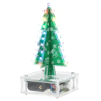 DIY Krāsains Ērtās Pieņemšanu LED Gaismas Akrila Ziemassvētku Eglīte Skaļruņi ar Mūzikas Elektronisko Mācību Komplekts Modulis Skaļrunis