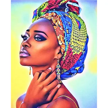 DIY Krāsu skaits Pieaugušo Āfrikas sieviete 40x50Art Attēlus, kuriem ir Iestatīta Krāsošana Dekoratīvie Audekla Sienas Artcraft Eļļas Glezna, Ko Numuri