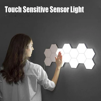 DIY LED Quantum Lampu Moduļu skārienjutīgo Sensoru Apgaismojums Sienas Lampas, Šūnveida Nakts Gaismas Skrūvēm Magnētisko Apdare