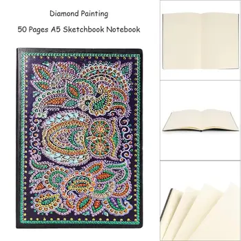 DIY Mandala Īpašas Formas Dimanta Krāsošanas Grāmatiņa 50 Lapas A5 skiču burtnīcu Grāmatiņa Dimanta Izšuvumi Krustdūrienā Dienasgrāmata Grāmata