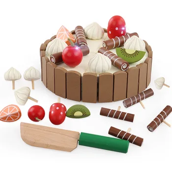 DIY Mini Koka Rotaļlietas Izlikties, Spēlēt Griešanas Kūka Augļu Spēlēt Pavārmāksla Virtuvē Pārtikas Dzimšanas dienas Dāvanas Izglītojošas Rotaļlietas Bērniem Bērniem