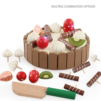 DIY Mini Koka Rotaļlietas Izlikties, Spēlēt Griešanas Kūka Augļu Spēlēt Pavārmāksla Virtuvē Pārtikas Dzimšanas dienas Dāvanas Izglītojošas Rotaļlietas Bērniem Bērniem