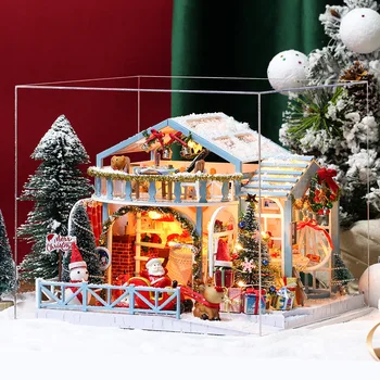 Diy Miniatūra Leļļu Namiņš Komplekts Koka Leļļu Mājas Mēbeles, Mēbeles Eiropas Stila Pieaugušo Dzimšanas Dienas Dāvanu-Rotaļlietas Bērniem Ziemassvētku Nami