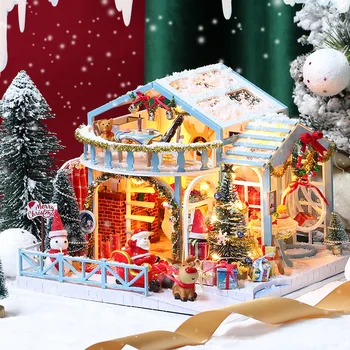 Diy Miniatūra Leļļu Namiņš Komplekts Koka Leļļu Mājas Mēbeles, Mēbeles Eiropas Stila Pieaugušo Dzimšanas Dienas Dāvanu-Rotaļlietas Bērniem Ziemassvētku Nami