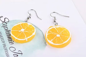Diy piederumi vasarā svaigi spiestu apelsīnu citronu auskari auskari atslēgu piekariņi materiāls