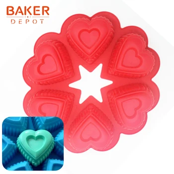 DIY silikona kūka pelējuma bakeware 6 lattices sirds formas kūka cepumu pudiņš pelējuma roku ziepes pelējuma CDSM-112