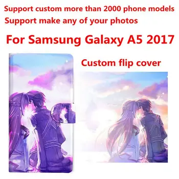 DIY Tālrunis soma Personalizētu pielāgotus foto Attēlu PU ādas gadījumā flip cover for Samsung Galaxy A5 2017