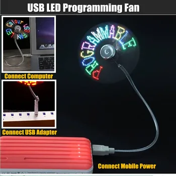 DIY USB LED Gaismas Zibspuldze Automātiskais Programma, Ventilators, Rediģēt un Reklāmas Krāsains Vēstules Simbolu Skaits Sveicieni Saukli Ventilators PC & Mobilo Jauda