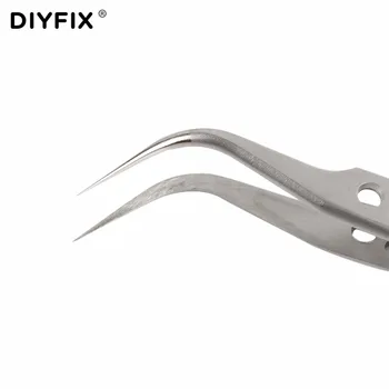 DIYFIX 2gab Elektronisko Pincetes Uzstādīt Nerūsējošā Tērauda Precīzijas Taisni Izliekti Pincetes, Mobilo Telefonu Remonta Rīku Komplekts