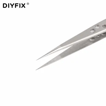 DIYFIX 2gab Elektronisko Pincetes Uzstādīt Nerūsējošā Tērauda Precīzijas Taisni Izliekti Pincetes, Mobilo Telefonu Remonta Rīku Komplekts
