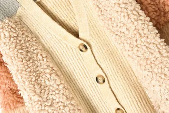 Dizainers Jaciņa Gadījuma trikotāžas-Adītus Ziemas Džemperis 2018 Jaunu V-veida kakla Jēra Vilna, Kažokādas Piedurknes Raibs Gadījuma Silts Džemperis Sievietēm