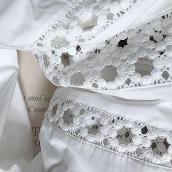 Dobi Ārā Krekli Sievietes Vasaras Ikdienas Kakla Savirmot Garām Piedurknēm, Elegants Balts Kokvilnas Lupatu Blūze Elegants Sieviešu Krekls Rudens 2020