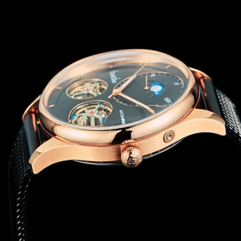 Don Dubultā Skelets MoonPhase šveice luksusa zīmolu mehāniskās skatīties vīrieši pilnu tērauda pulksteņi pulkstenis ūdensizturīgs reloj montre