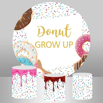 Donut Dzimšanas Dienu Fonā Konfektes PhotoShoot Banner Custom Meitene Jaundzimušo Puse Kūka Dekori Galda Apli Panelis Apaļi Fona