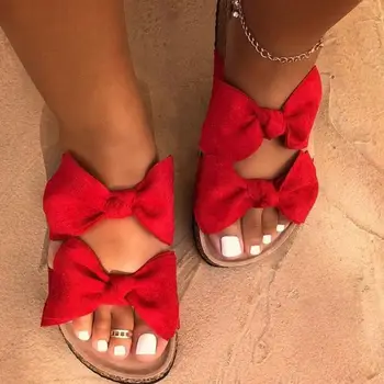 DORATASIA 2020. gada Vasaras Čības Sieviešu modes bowtie Gadījuma Dienas Ērti Paslīdēt Uz čības Āra Pludmales apavus sieviete Slaidi