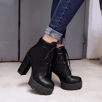 DoraTasia pavisam jaunu plus lieluma 32-43 platforma sieviešu kurpes sieviete modes augsta papēža potītes zābaki foršs street style sieviešu zābaki